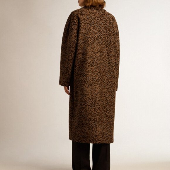 NWT Golden Goose Leopard Print Wool Coat - CURRENT SEASON - Brown, Sz 42 - Picture 3 of 16